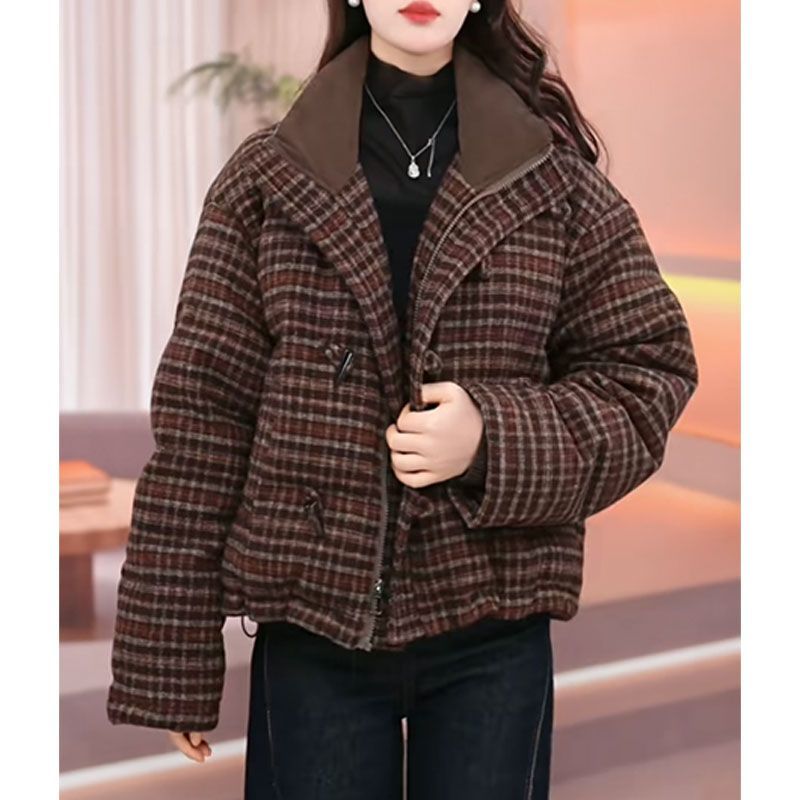 2026冬季新款时尚复古小个子棉衣外套气质休闲加厚保暖立领棉服女