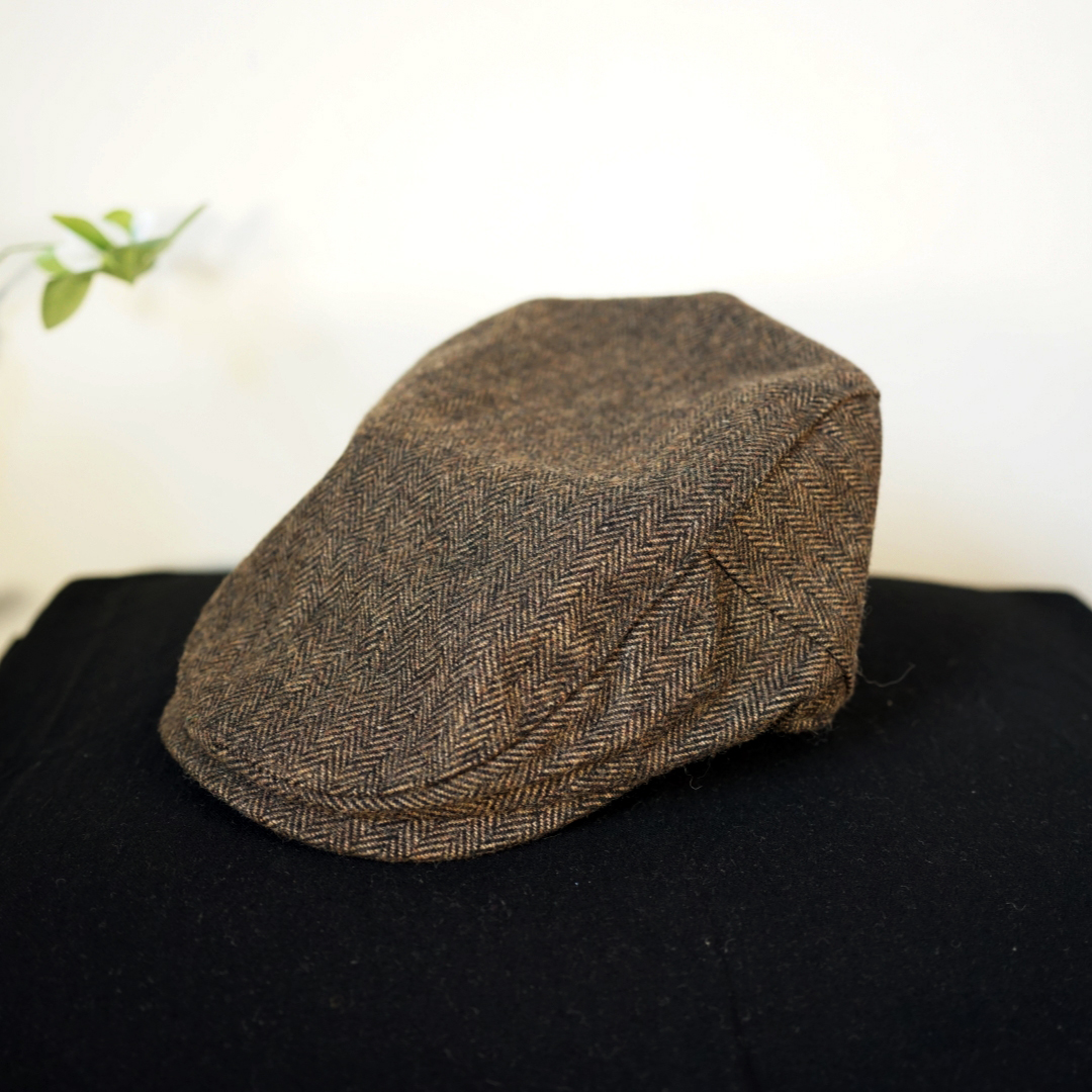 英伦复古人字纹羊毛前进帽秋冬保暖贝雷帽鸭舌帽男女百搭文艺日系
