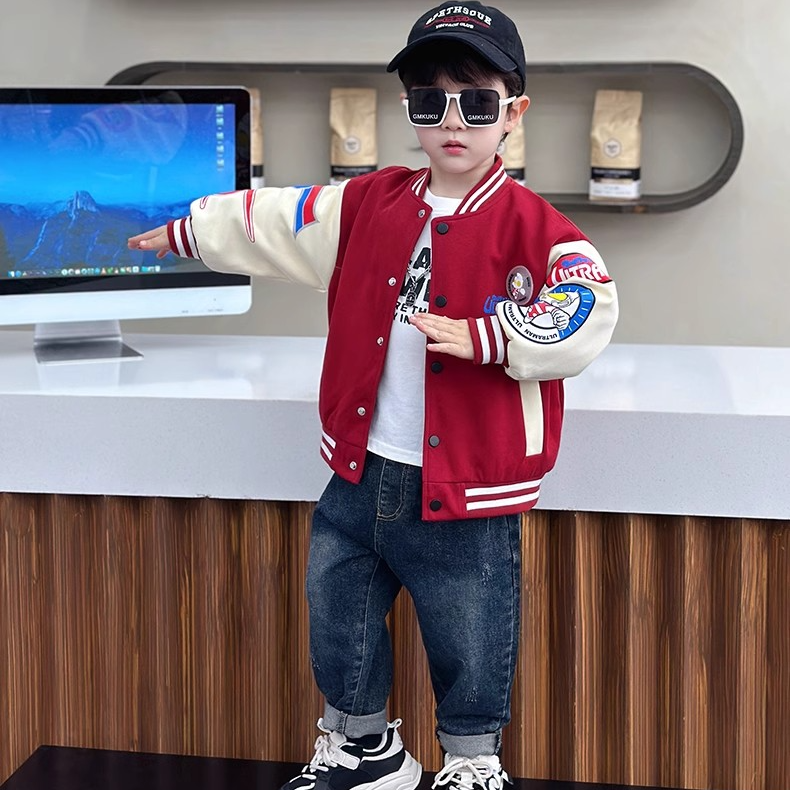 奥特曼衣服男童春装外套2025新款酷帅气儿童棒球服春秋款加棉上衣