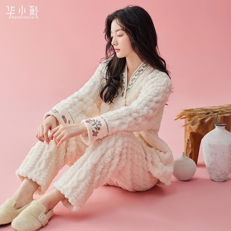 珊瑚绒睡衣女士秋冬季新中式中国风冬天加厚加绒法兰绒高档家居服