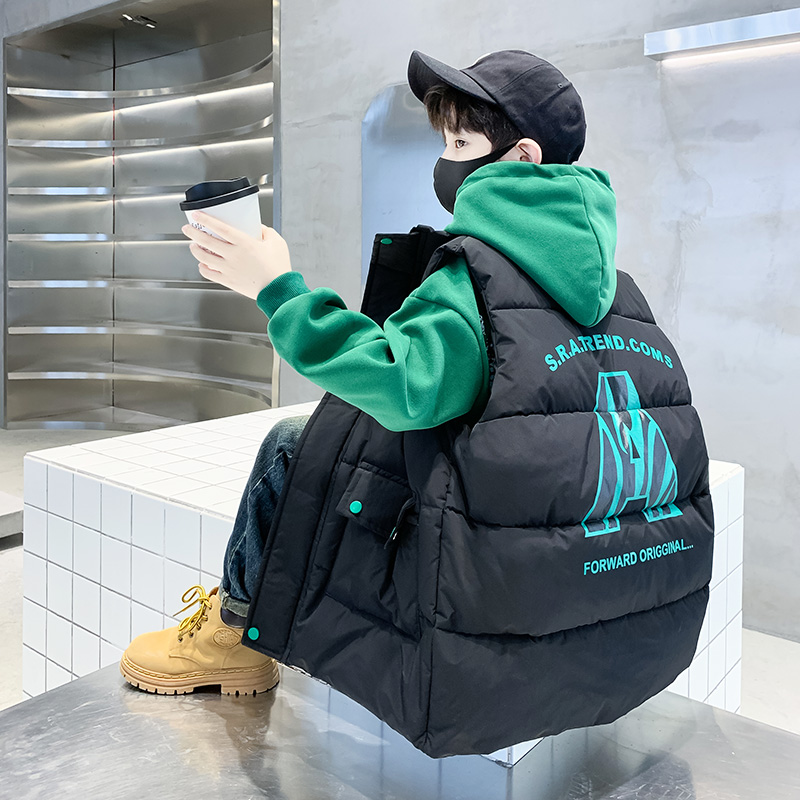 男童马甲2025新款秋冬中大童夹棉加厚韩版洋派外穿背心潮儿童冬装