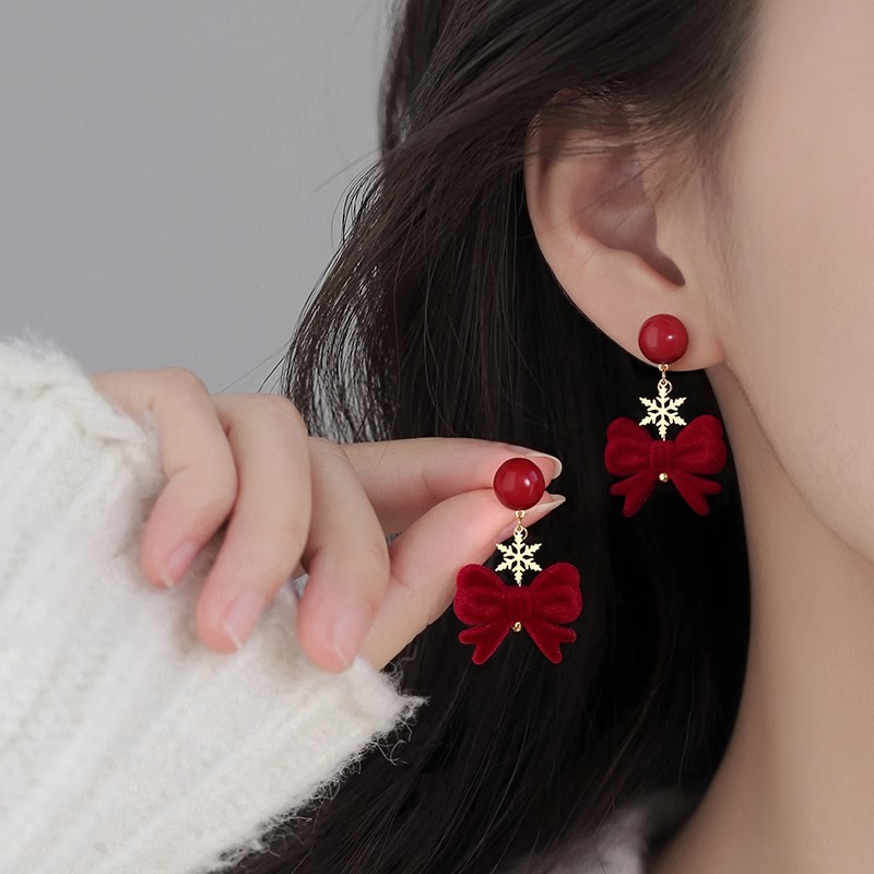 新年耳钉女复古红色高级感耳环气质时尚耳饰2024新年耳环潮