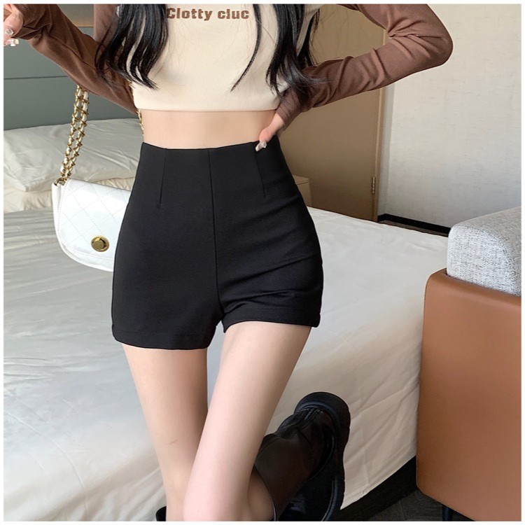 下衣失踪黑色西装短裤女春秋 新款高腰打底裤外穿小个子热裤夏