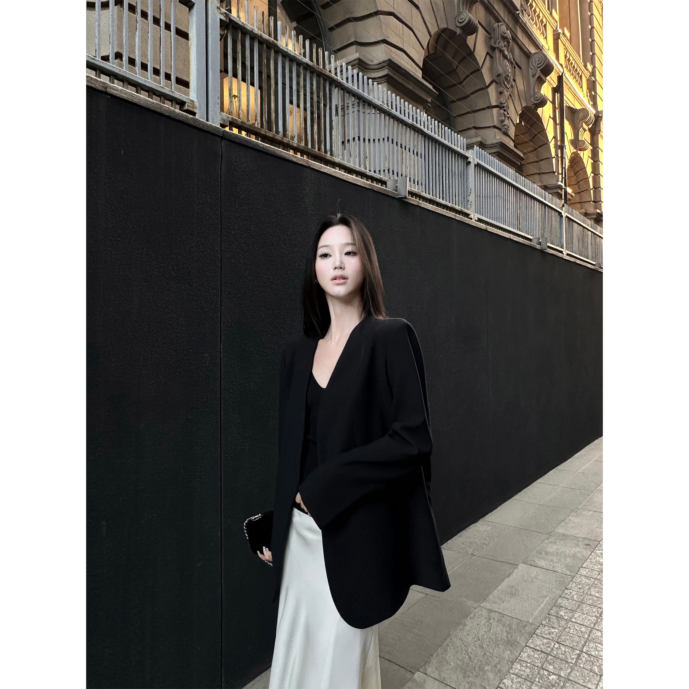 5werkwen the r*w  极简v领无边西装22-07