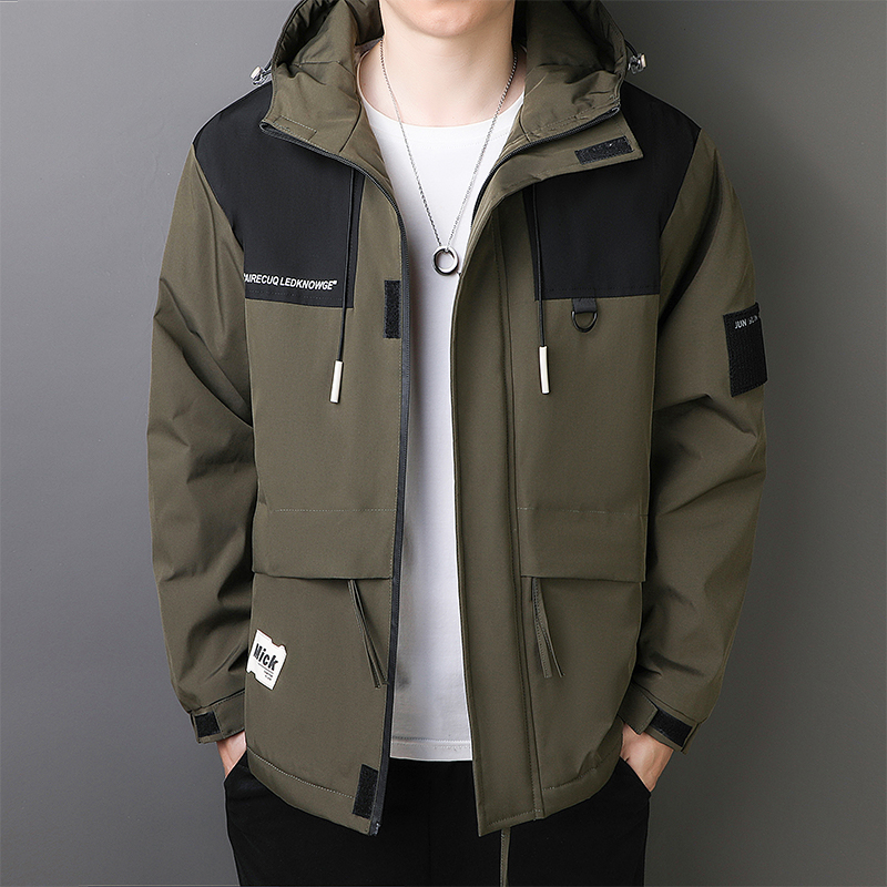 玛斯柏工装外套男士春秋季连帽款上衣服男装防风运动户外休闲夹克