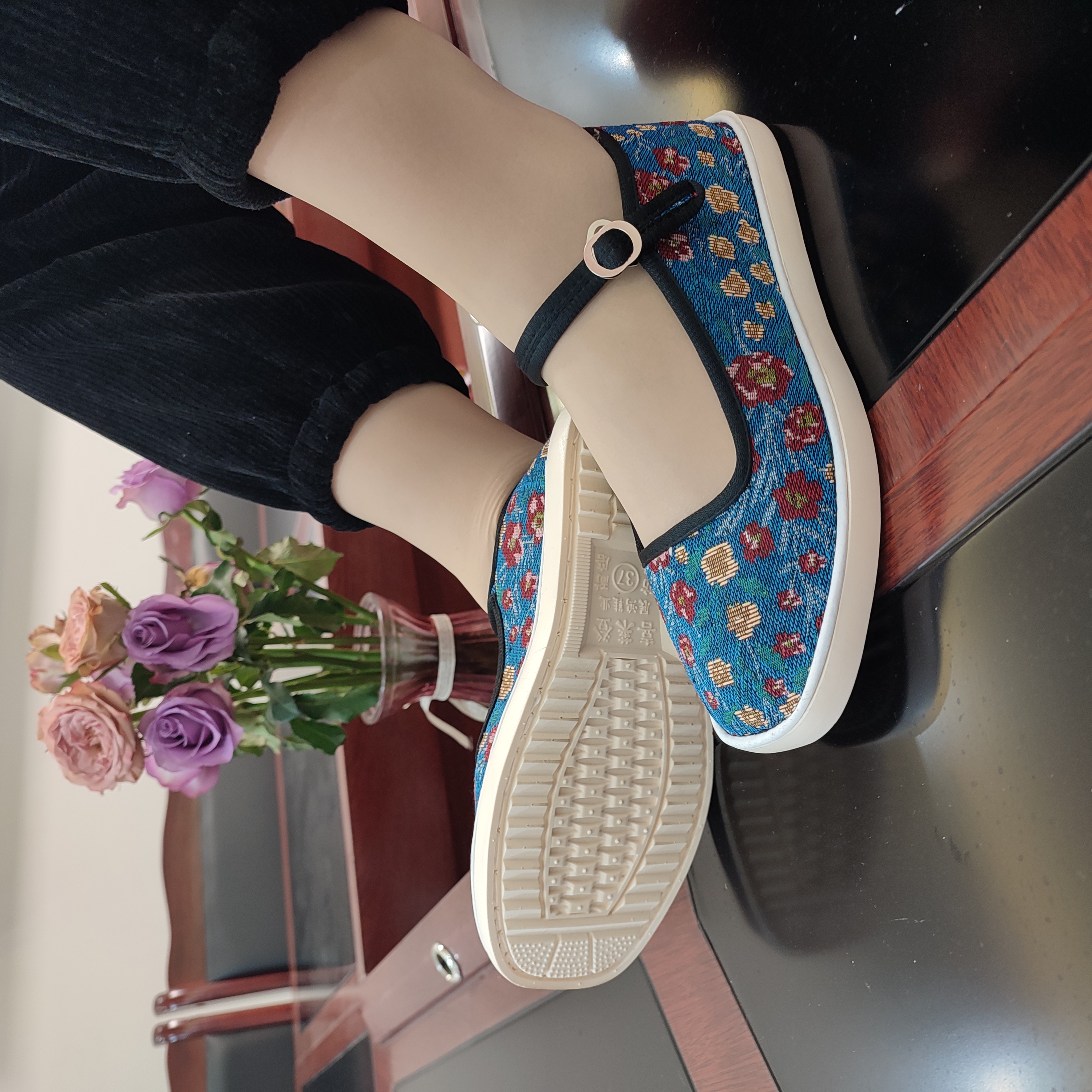 【展鸿制鞋】手工布鞋防滑耐磨牛筋底春秋棉麻新款休闲软底妈妈鞋