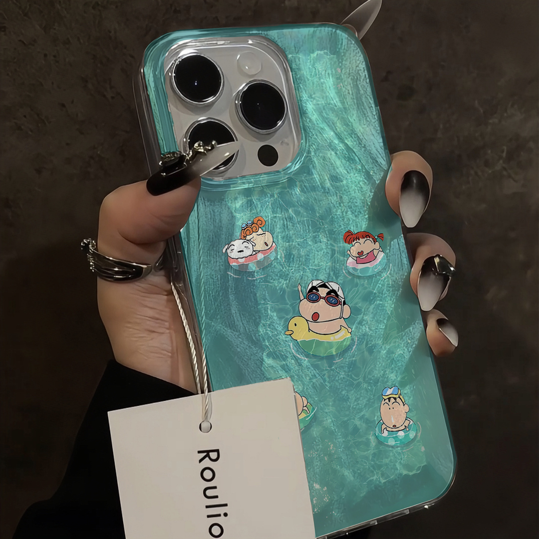 鸭子泳圈小新羽纱壳适用苹果15promax手机壳iphone13/14女款12/11