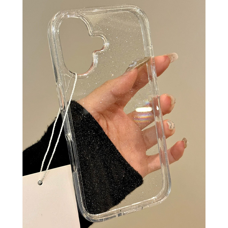 欧克里里极简轻奢闪粉适用iPhone16/17promax手机壳透明15/14/13