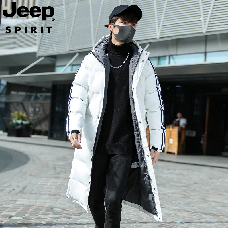 JEEPSPIRIT吉普保暖棉服长款过膝外套冬季新款棉袄男士潮流棉衣