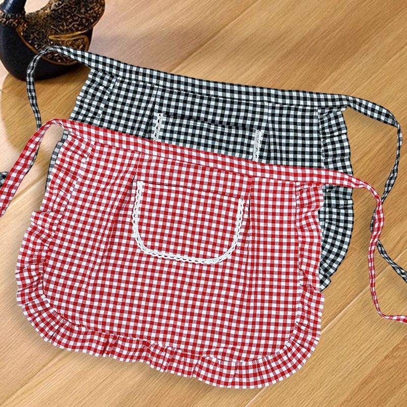 洋气棉布半截围裙家用厨房做饭半身围腰夏季透气薄款工作服上班女