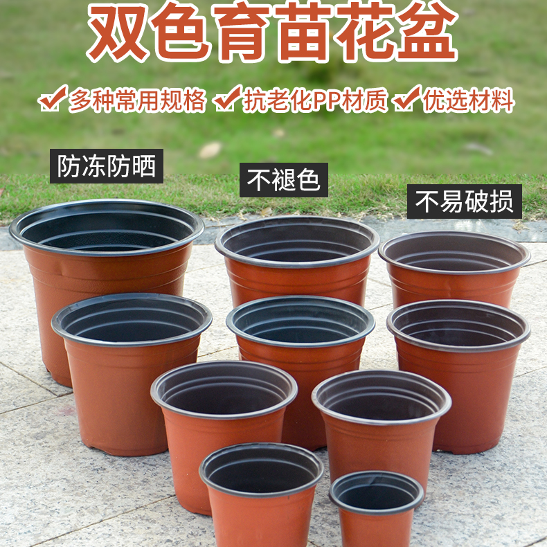 【20个】双色花盆种植育苗袋装盆营养钵塑料一次性园艺绿植盆多肉