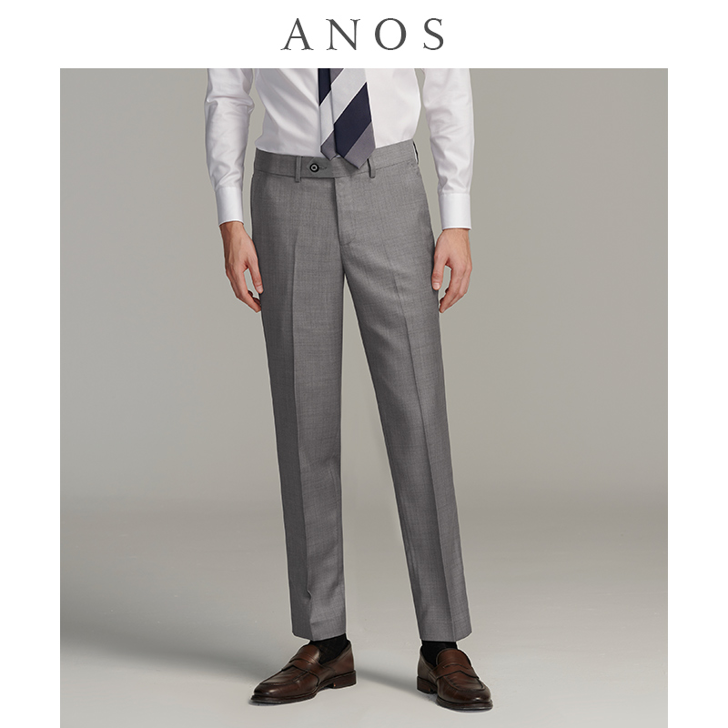 【二代肌理纹通勤裤】商务西裤男强捻免烫修身垂感直筒灰色西装裤