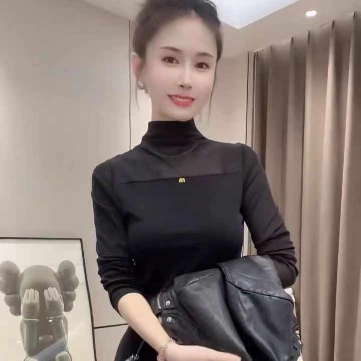 女士长袖打底衫2025春秋新款小众网纱韩版洋气百搭长袖修身上衣