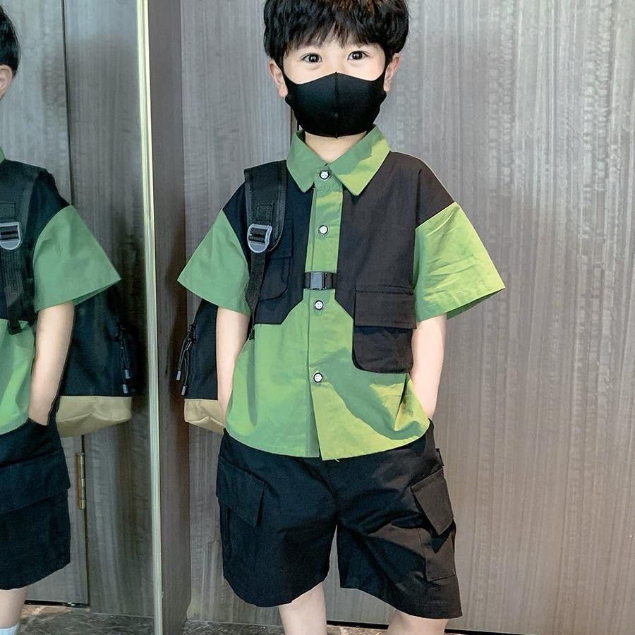 儿童男童夏季2025新款套装潮男孩夏款痞帅洋气工装风童装夏装帅气