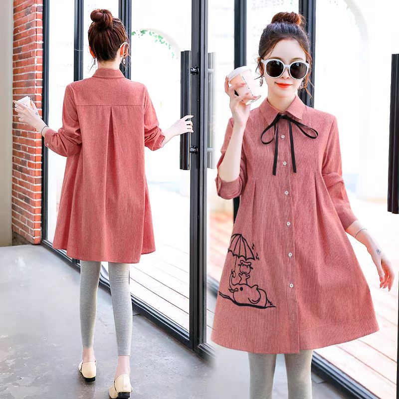 孕妇连衣裙春秋2025韩版时尚款遮肚上衣春款气质网红款显瘦衬衫裙