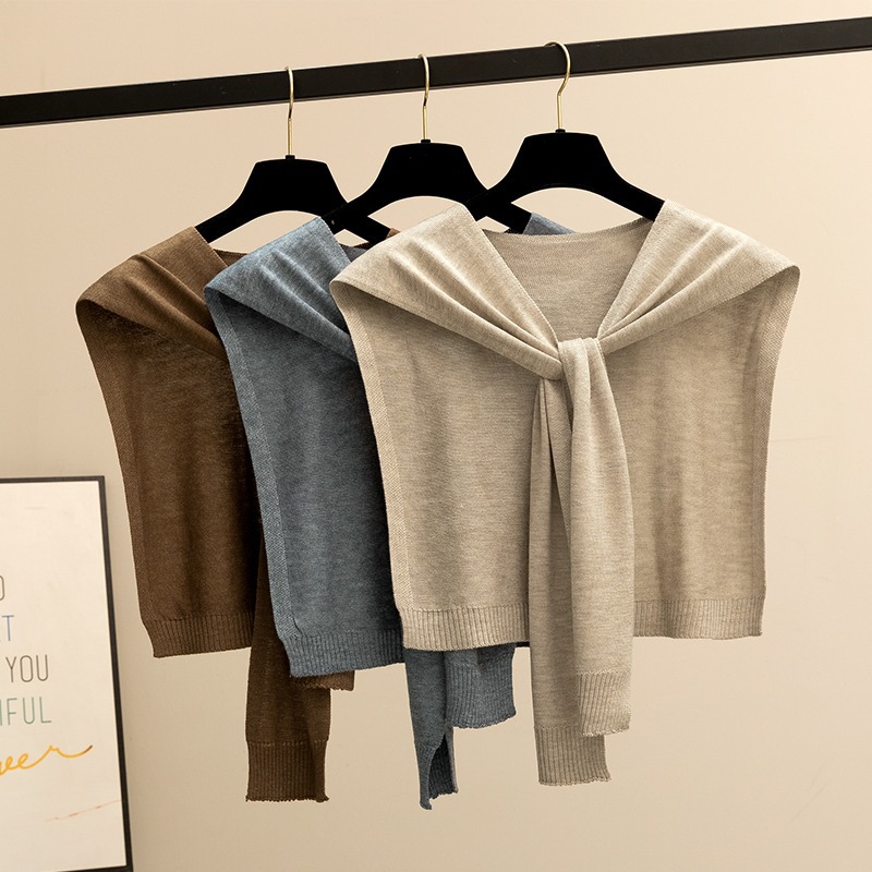 高端网红针织交叉小披肩女春秋季新款外搭夏季空调房百搭小坎肩潮