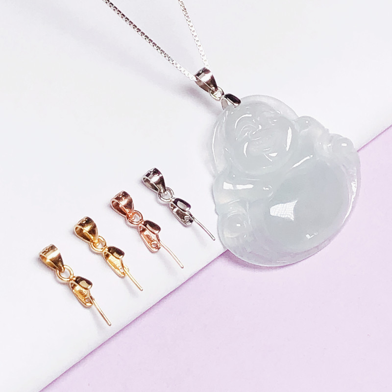 925银银制品 扣头小号斜孔简约连接扣夹扣瓜子扣佛公扣坠链扣时尚