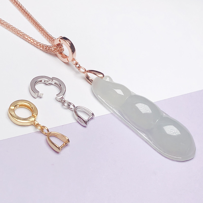 925银银制品 4mm内银扣头百搭连接扣万能项链吊坠扣玉坠夹扣配件