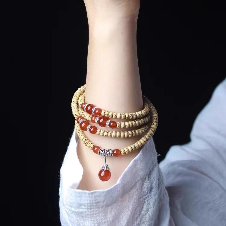 星月菩提手串绕指柔多圈海南原生态迷你菩提子鸡油菩提手串108颗