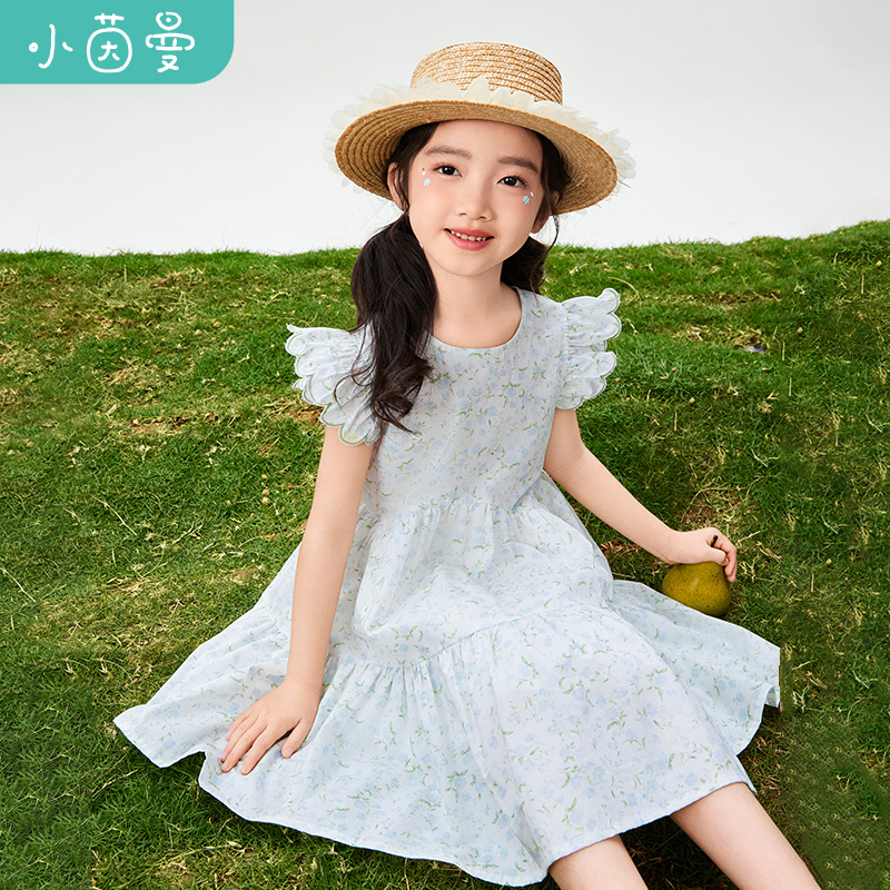 小茵曼【小天使】女童公主连衣裙飞袖秋季洋气宝宝中大童O3842067