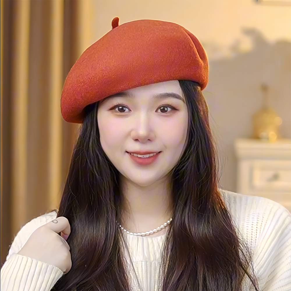 气质秋冬羊毛贝雷帽女时尚百搭毛呢画家帽日系韩版冬季加厚南瓜帽