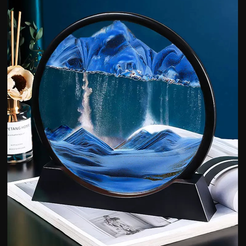 【12寸大号流沙画】圆型流沙画创意家居工艺品动态客厅摆件礼物礼品