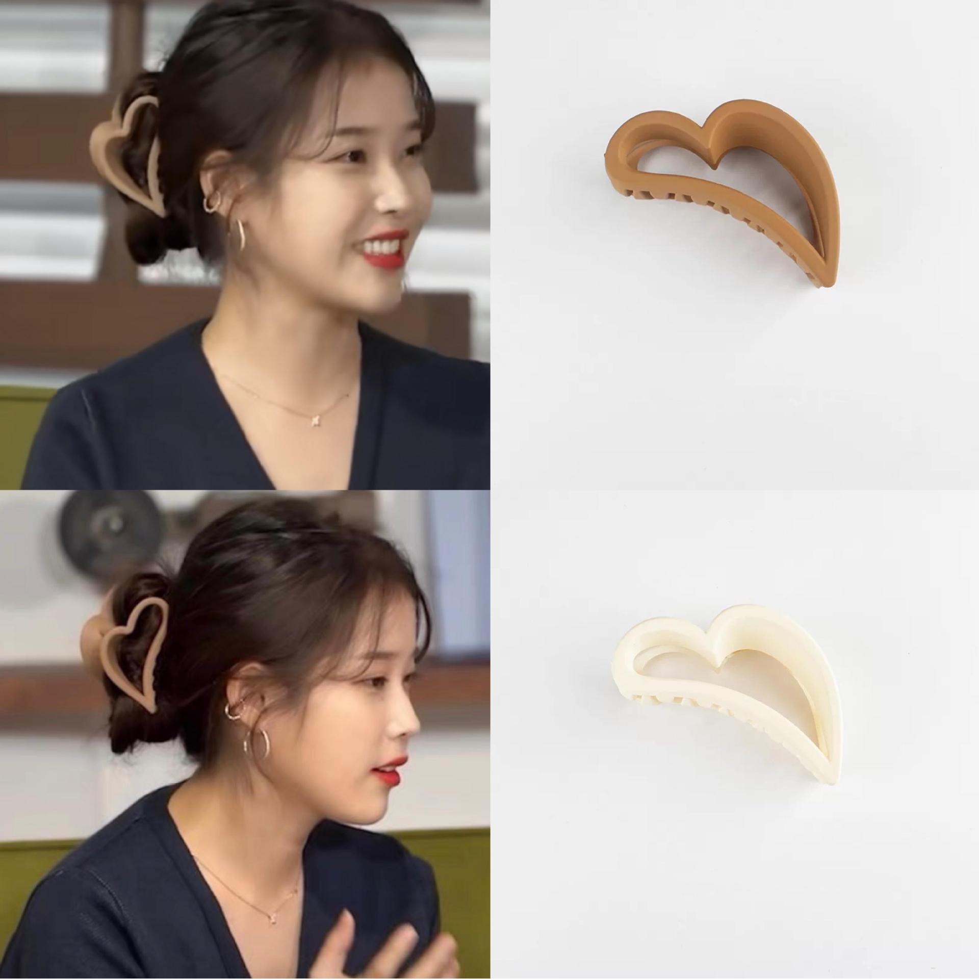 非金属亚克力发饰 IU李知恩同款爱心发夹磨砂质感亚克力可爱心形
