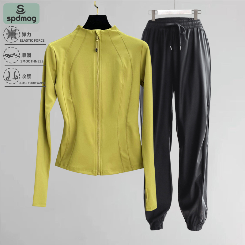 SPDMOG晨跑运动套装女新款户外跑步打看球健身衣专业显瘦瑜伽服