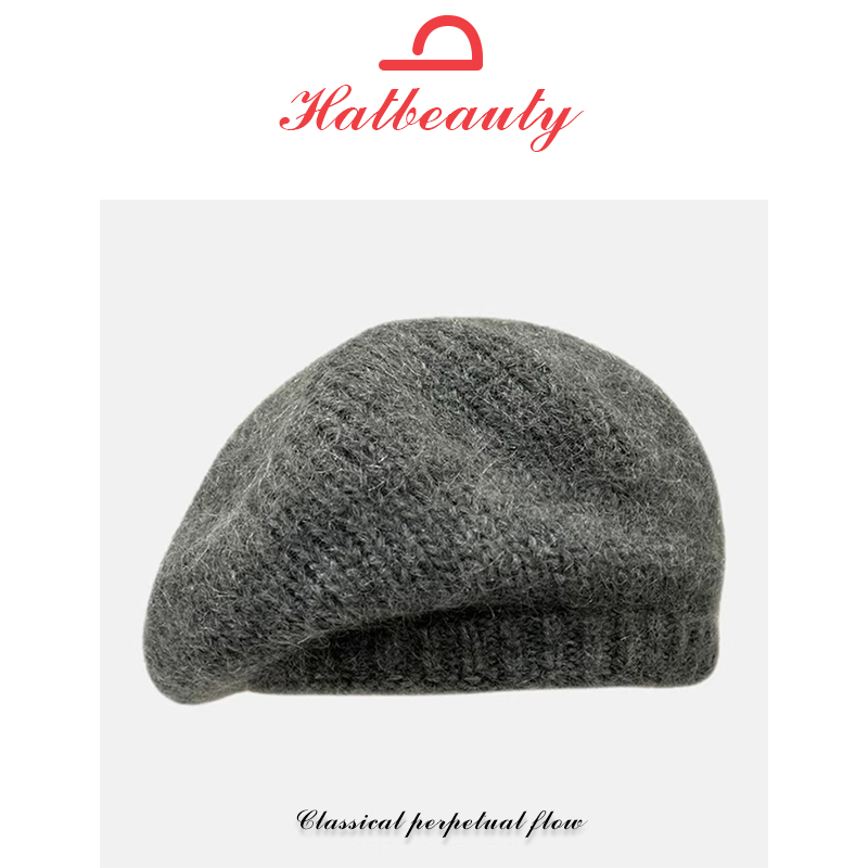 DX.DAXI【Hatbeauty-马海毛贝雷帽女秋冬季大头围蓓蕾画家帽潮】