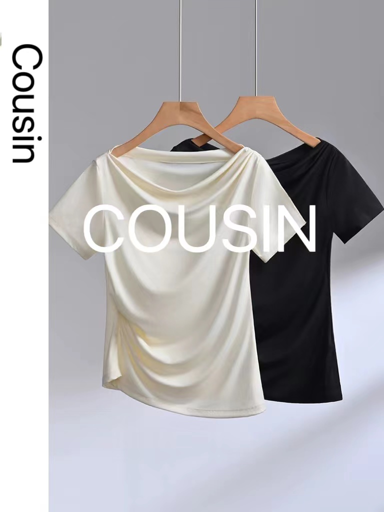 Cousin|夏季新款【兰精天丝】气质优雅一体褶皱收腰显瘦百搭T恤2499