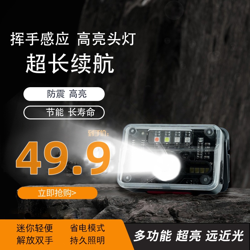 【多功能】多功能多光感应便携头戴式超长续航远射照明夜钓感应头灯