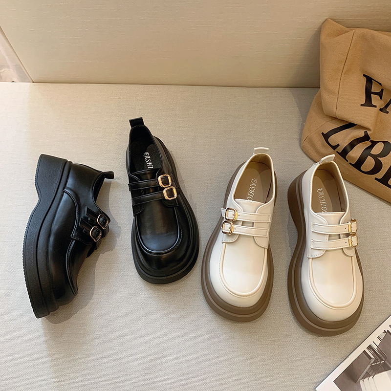英伦风小皮鞋女春秋2025新款百搭厚底平底黑色单鞋子玛丽珍乐福鞋