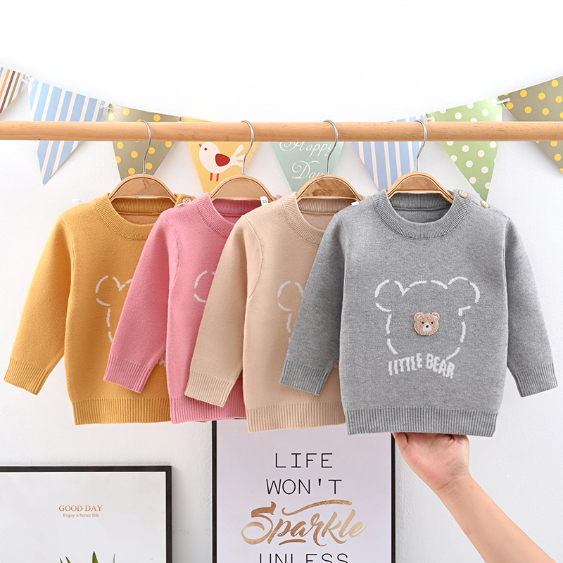 宝宝套头毛衣春秋冬婴儿圆领纯棉针织衫男女童线衣打底衫洋气外穿