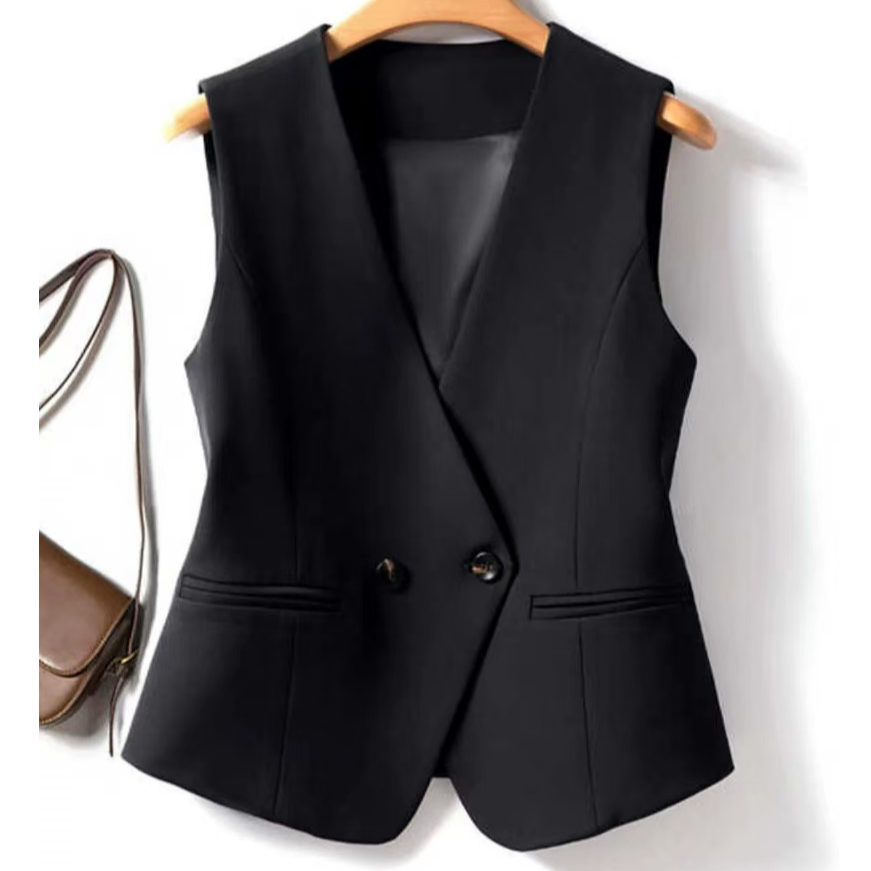 黑色西装马甲女外套外搭女款大码背心女式新款春秋外穿西服小马夹