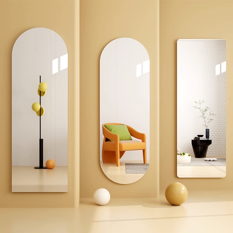 高清玻璃全身穿衣镜子贴墙自粘家用女生卧室宿舍网红试衣镜贴柜门