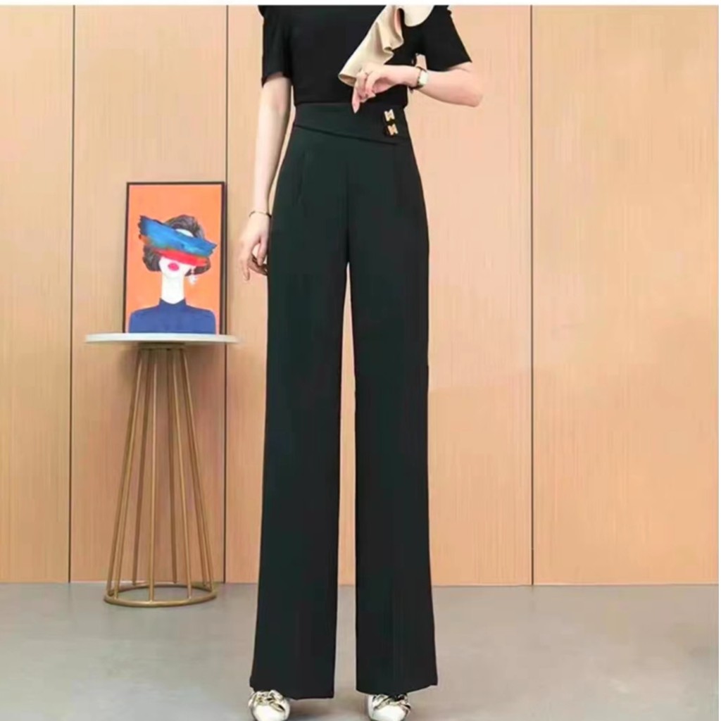 2024夏季新款时尚韩版气质宽松百搭高腰阔腿裤女洋显瘦垂感西装裤