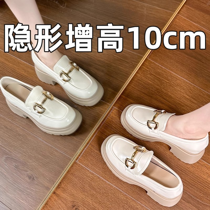 制服鞋新款鞋高颜值2025爆款白色黑色小皮鞋女乐福鞋厚底英伦风