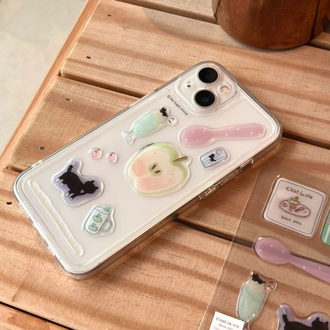 猫咪青苹果ins清新果冻贴纸卡通高颜值学生diy笔记本手机相机咕卡