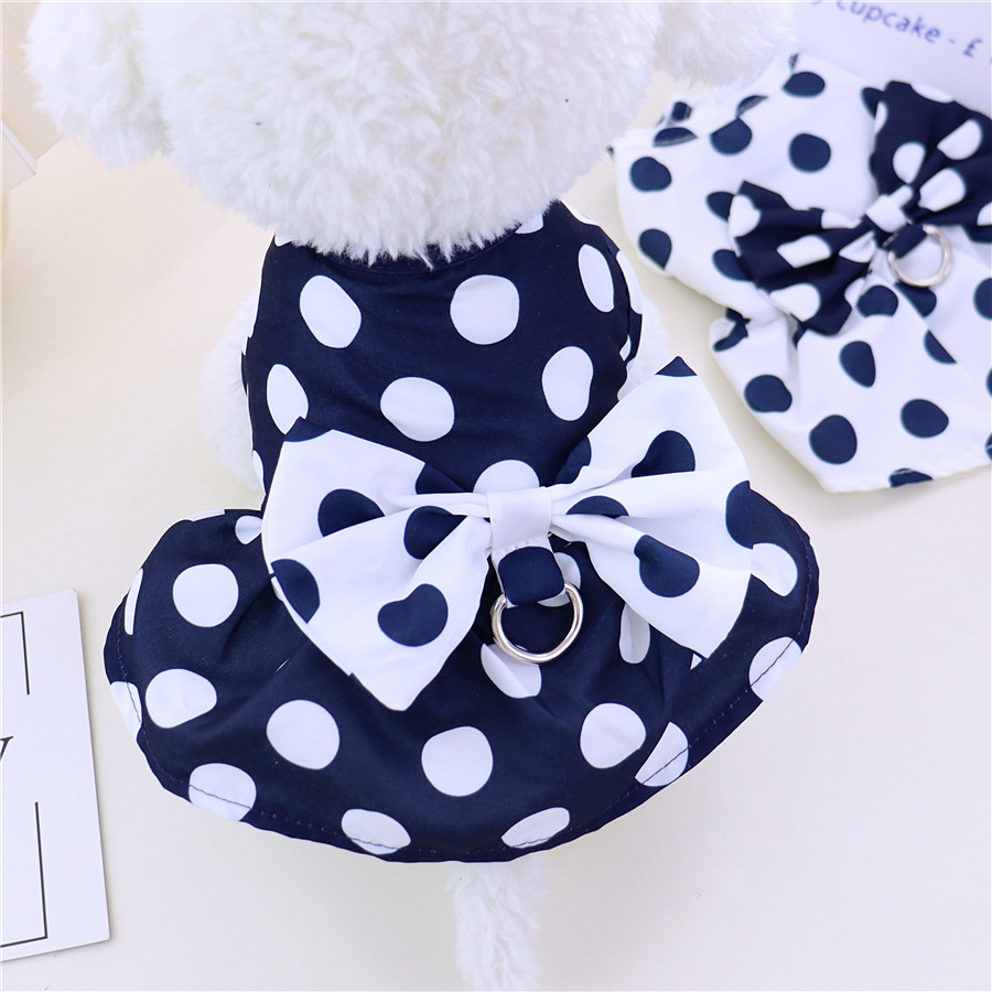 宠物夏季公主裙子可牵引泰迪比熊猫咪小狗狗衣服小型幼犬夏天薄款