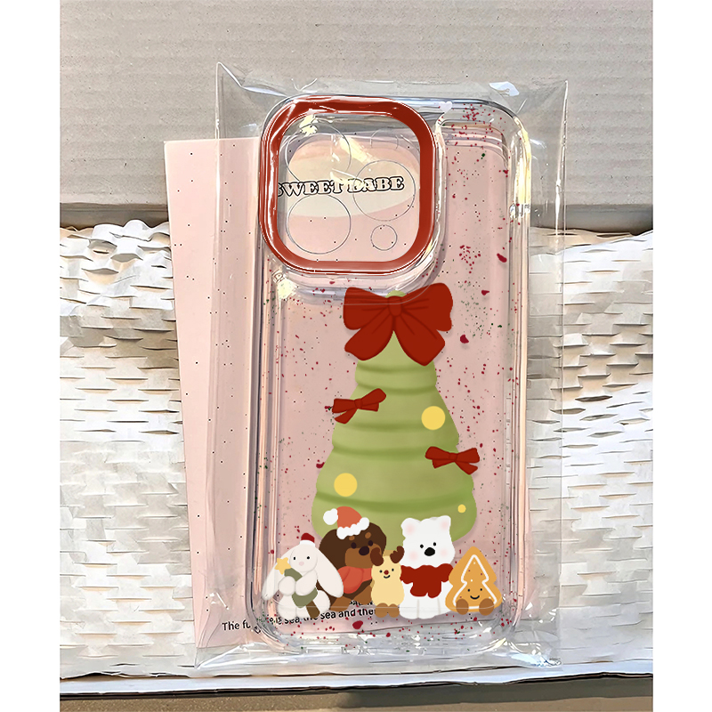 萌物蝴蝶结圣诞树适用iPhone苹果16/15/11手机壳华为vivo小米oppo