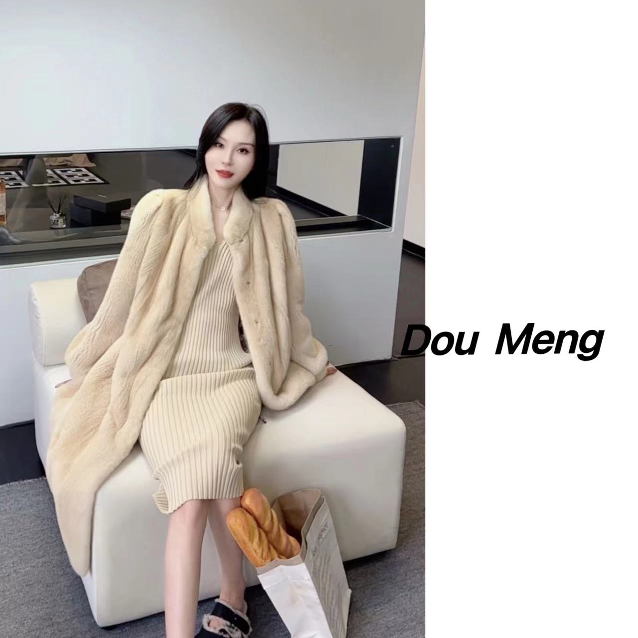 【豆萌 】24005水貂皮草时尚冬季长款源头海宁貂皮大衣女外套长款