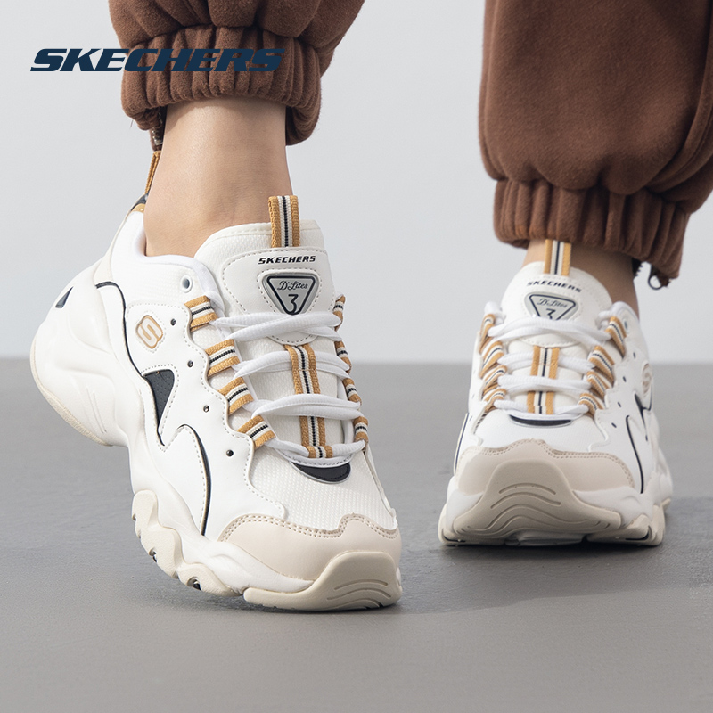 斯凯奇缓震熊猫鞋女鞋秋季新款轻便厚底老爹鞋简约休闲鞋149914