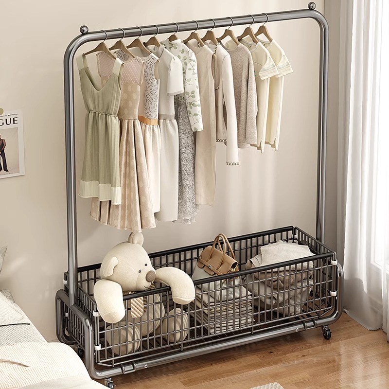 优勤衣架落地卧室挂衣架简易衣帽架家用室内移动收纳晾衣服置物架