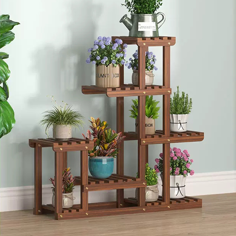 室内外实木质花架子阳台客厅碳化防腐绿萝多肉植物置物实木木架子