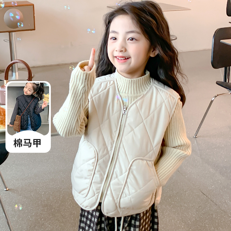 儿童2025秋冬新款马甲女洋气中大童冬装男童韩版外穿棉马甲背心潮