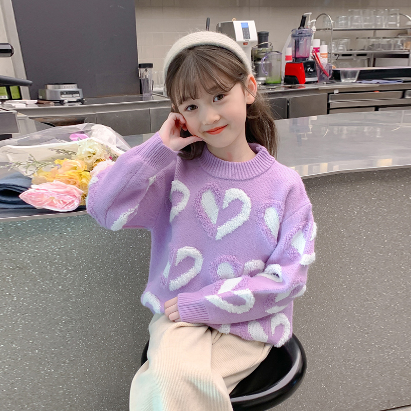 女童毛衣秋冬装2025新款洋气儿童针织打底衫圆领冬季加厚加绒上衣