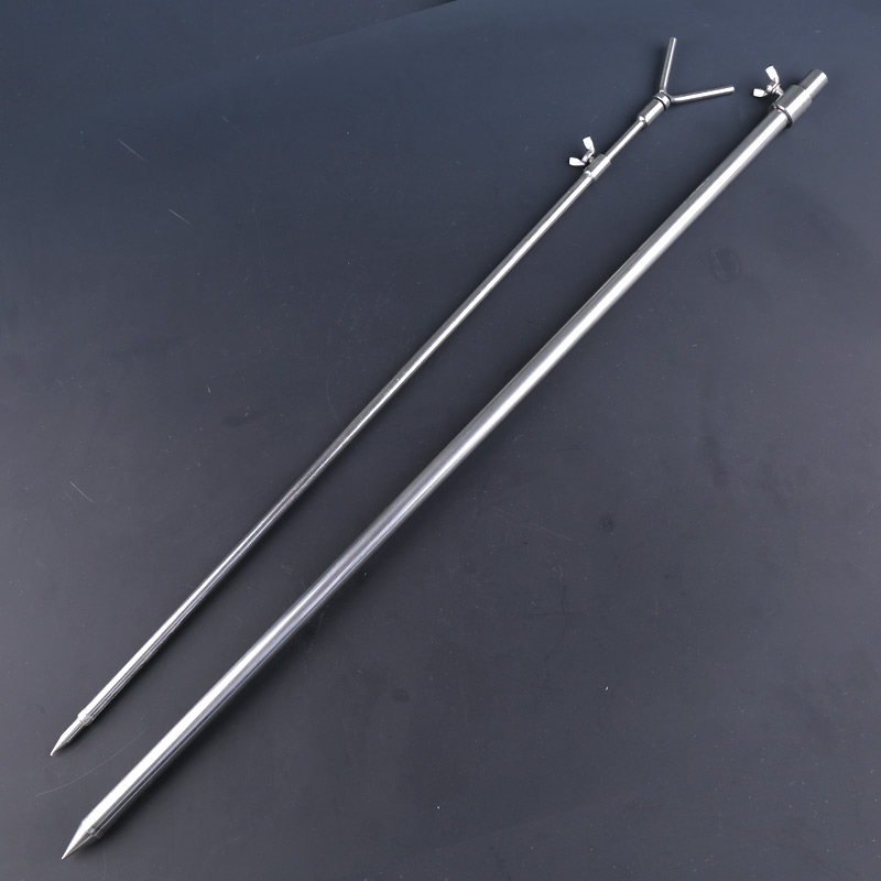 不锈钢地插支架可装报警海竿抛竿可伸缩单脚架杆Y型加厚钓鱼竿架