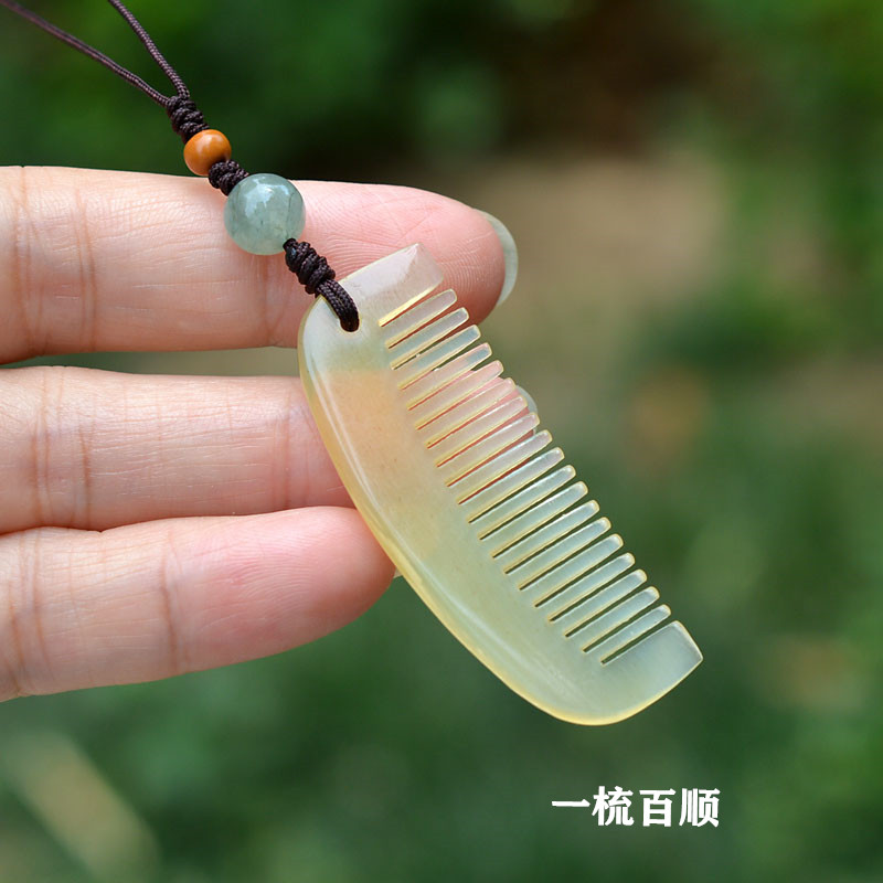 非金属木质吊坠 老羊角小梳子手机链钥匙扣挂件吊坠便携带眉梳