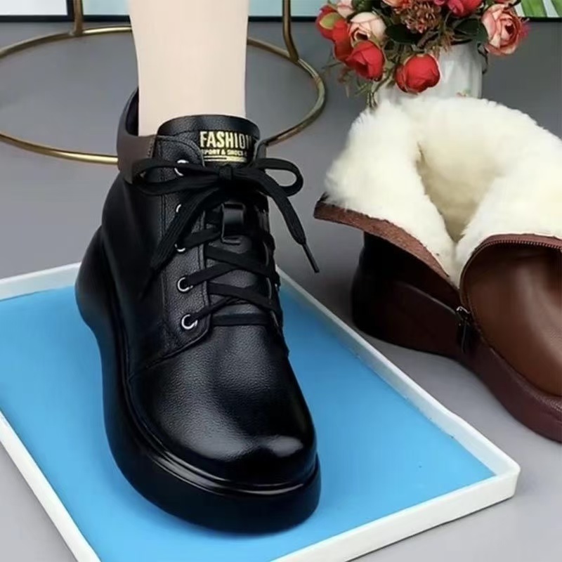 绵羊毛雪地靴女2025新款加绒加厚皮毛一体马丁靴爆款冬季保暖棉靴