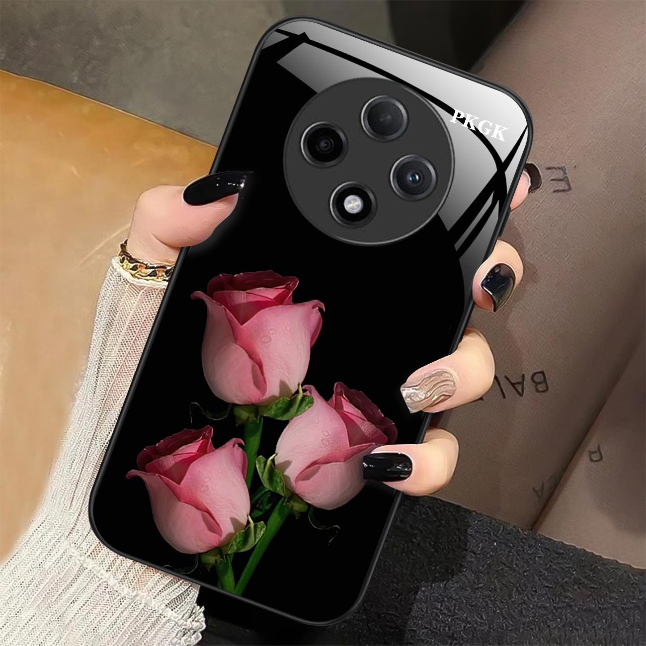 适用【OPPO A3 Pro】时尚鲜花液态玻璃手机壳 超薄防摔 个性简约